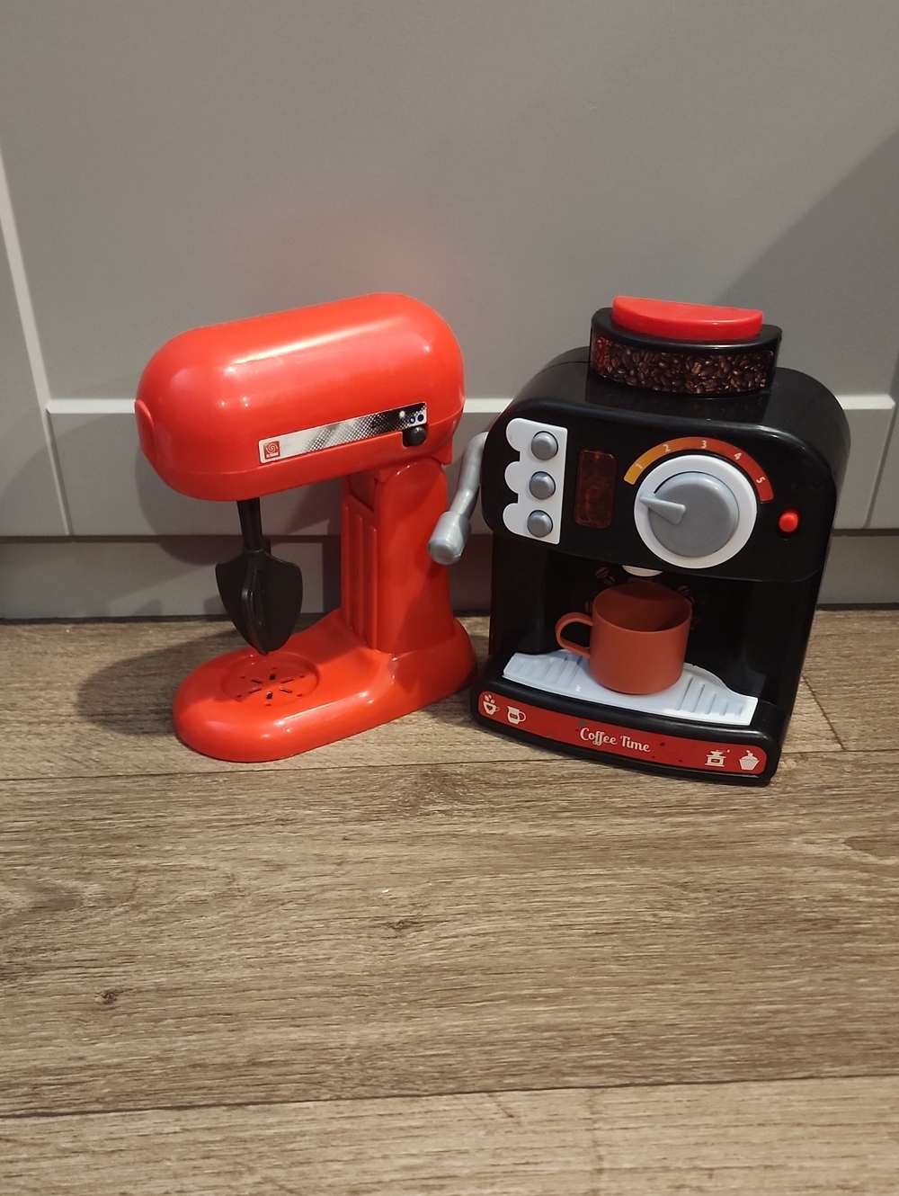 Red Kids Play Kitchen Mixer and Coffee Machine Toy Set